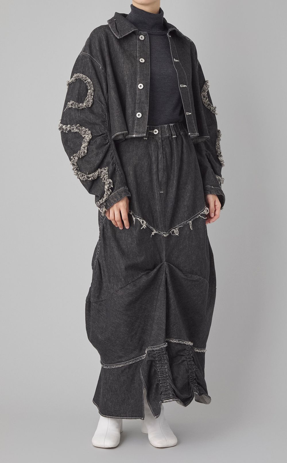 フリンジデニムショートブルゾン