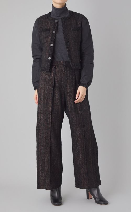 グリッターツイードノーカラーブルゾン