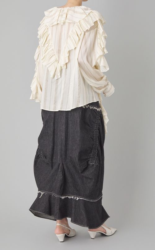 フリルストライプブラウス