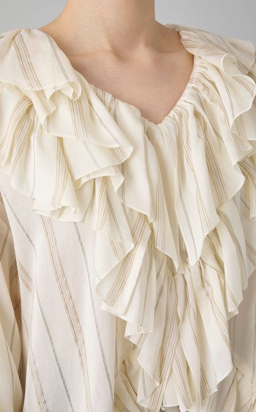 フリルストライプブラウス