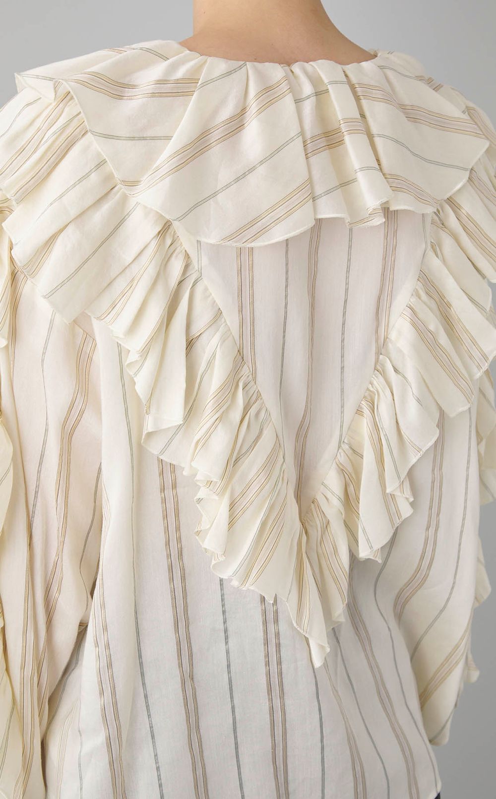 フリルストライプブラウス