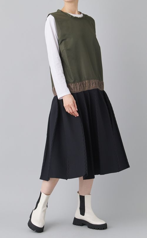 コンビネーションプリーツワンピース