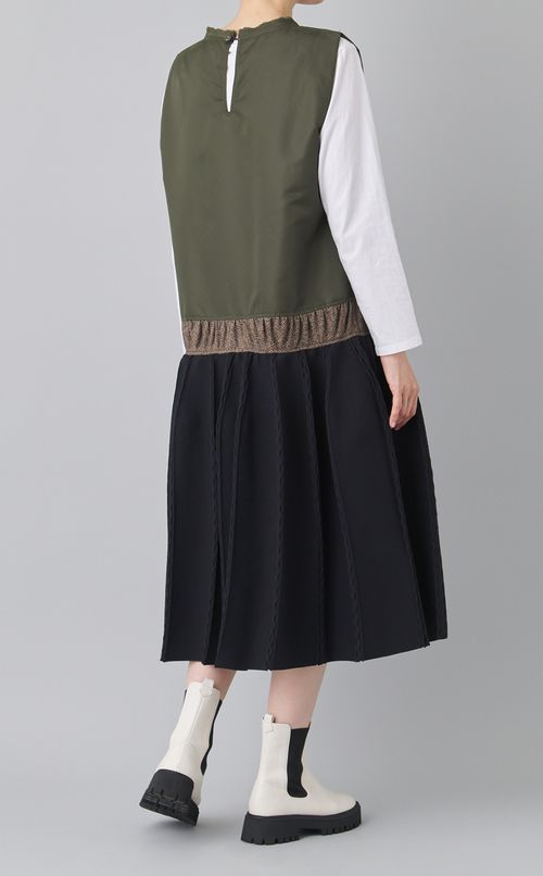 コンビネーションプリーツワンピース