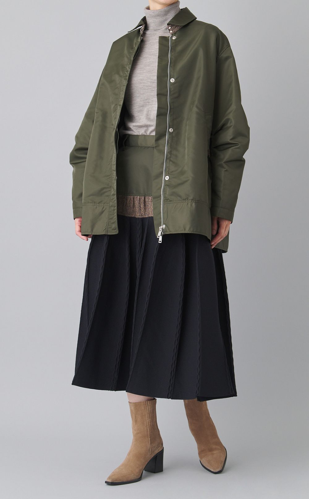 コンビネーションツイードナイロンブルゾン