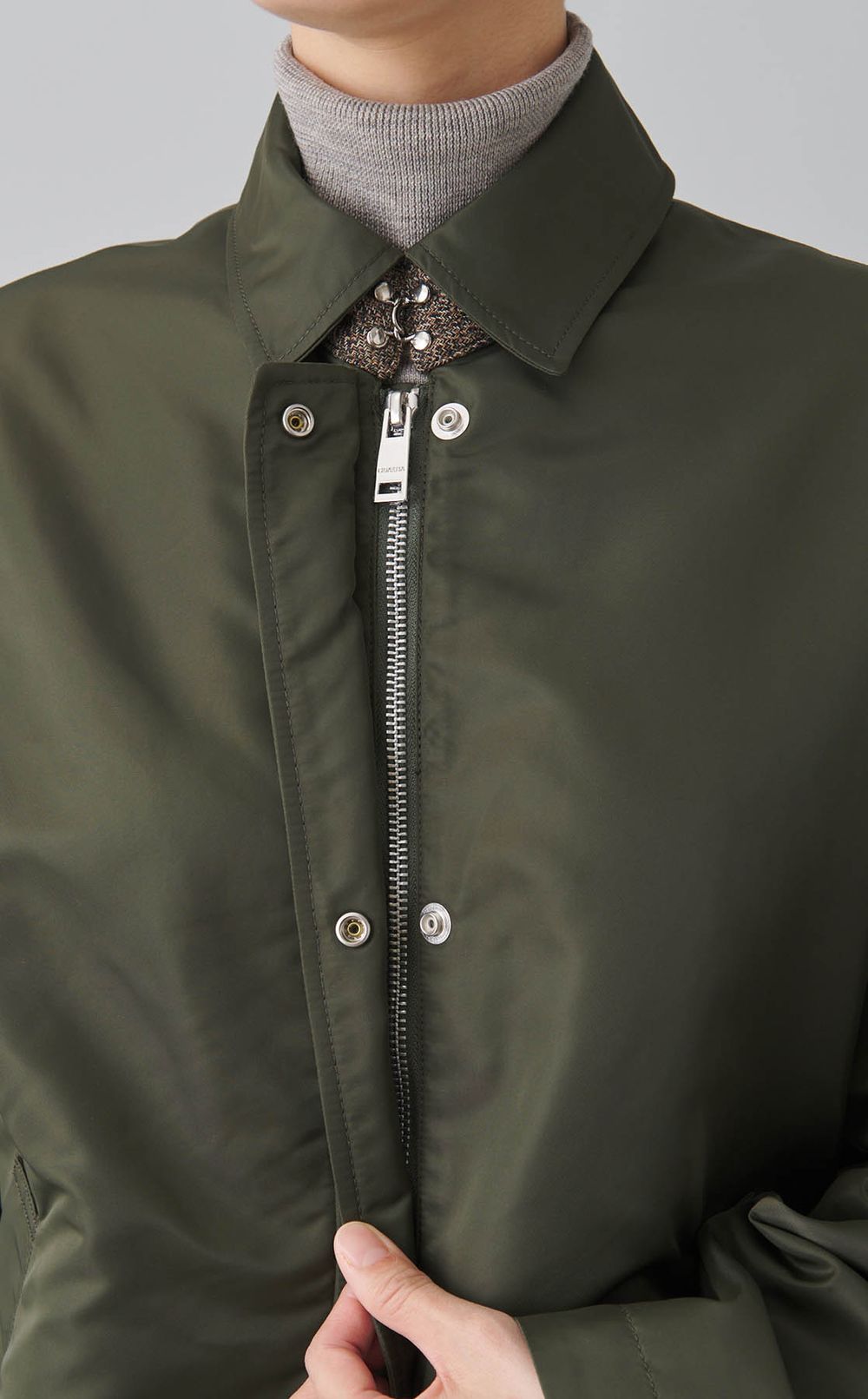 コンビネーションツイードナイロンブルゾン