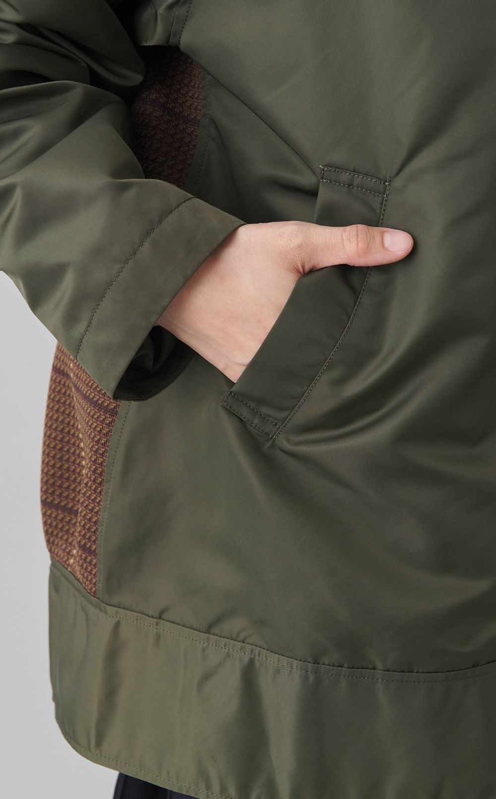 コンビネーションツイードナイロンブルゾン