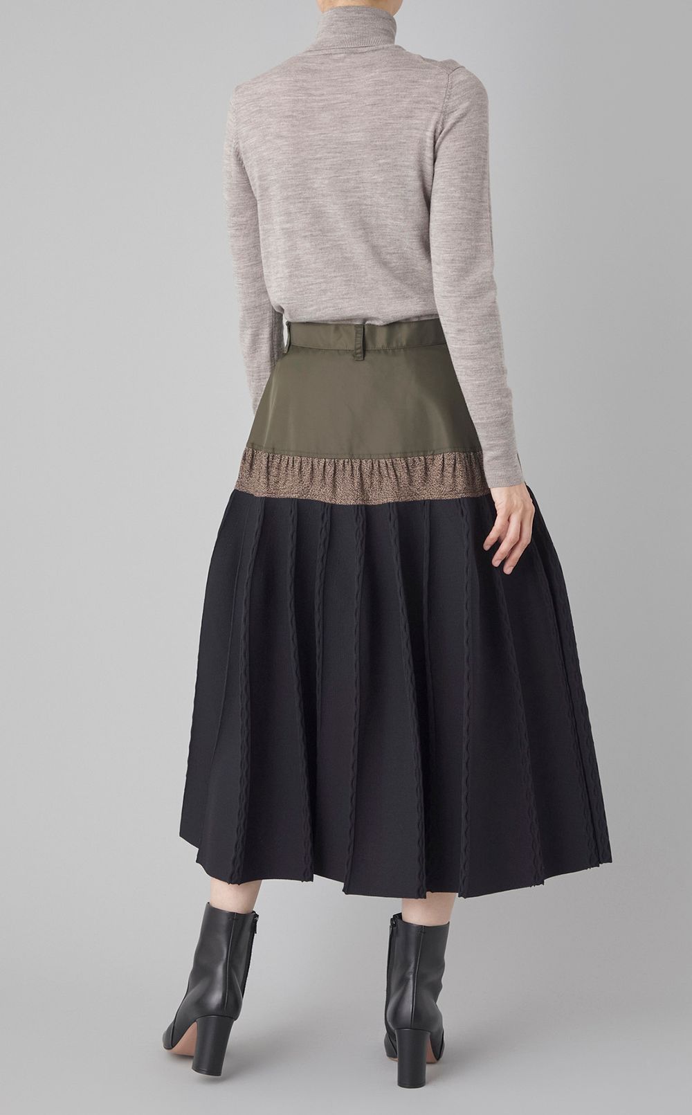 コンビネーションプリーツフレアスカー卜