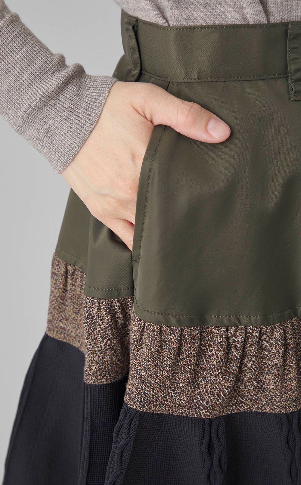 コンビネーションプリーツフレアスカー卜