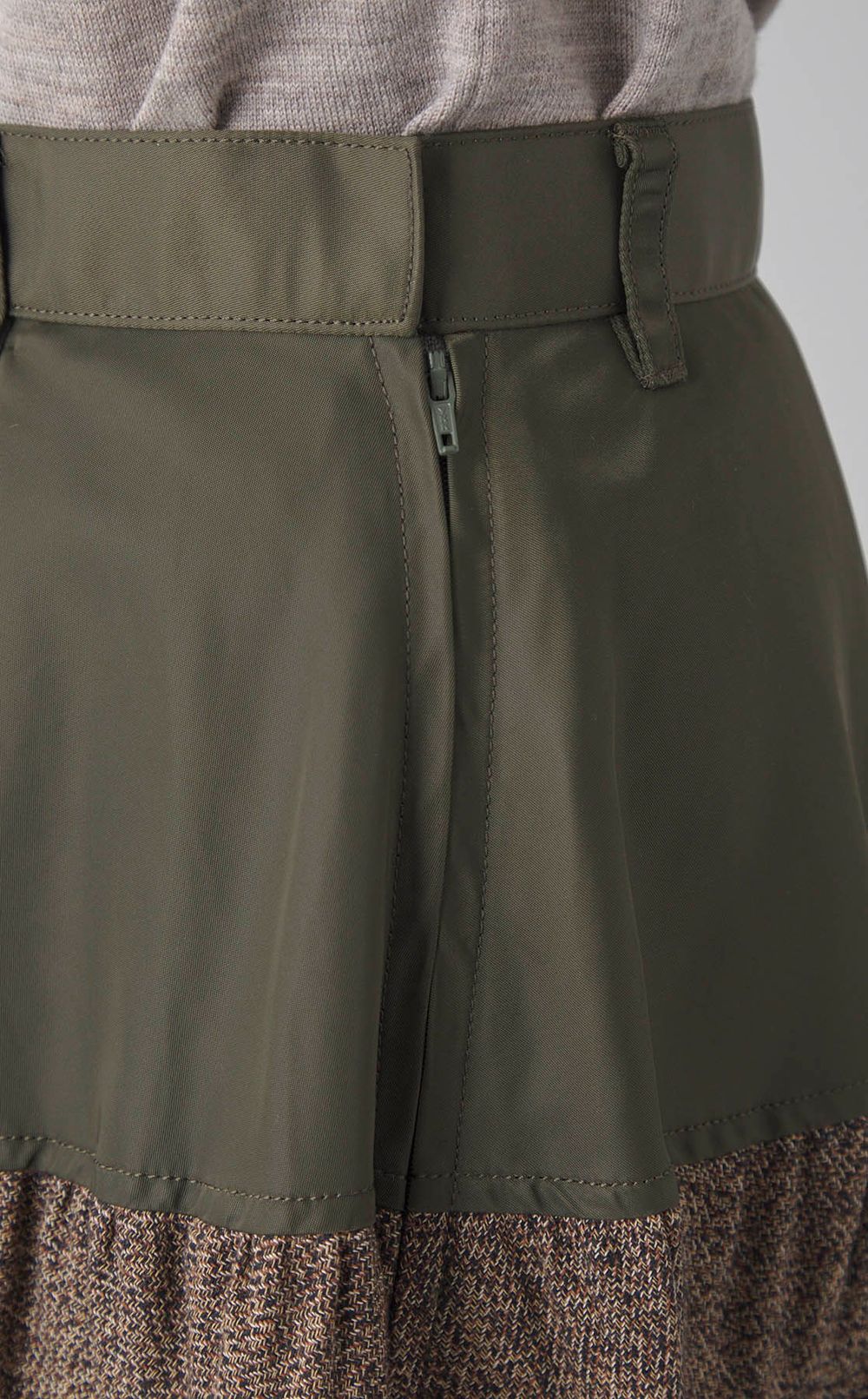 コンビネーションプリーツフレアスカー卜