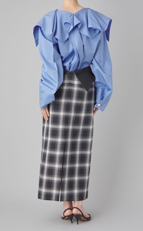 オンブレチェックハイウエストスカート