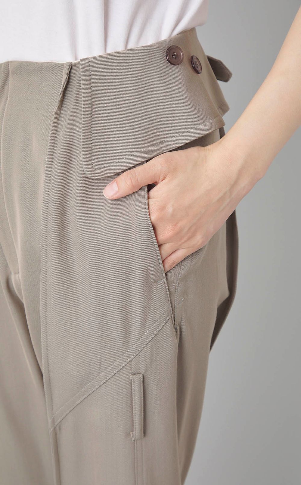 トレンチディテールハイウエストパンツ