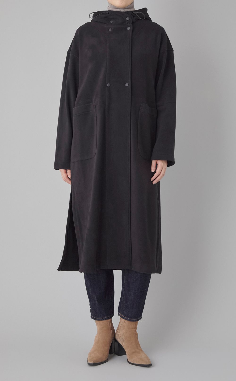 フリースフード付きガウンコート
