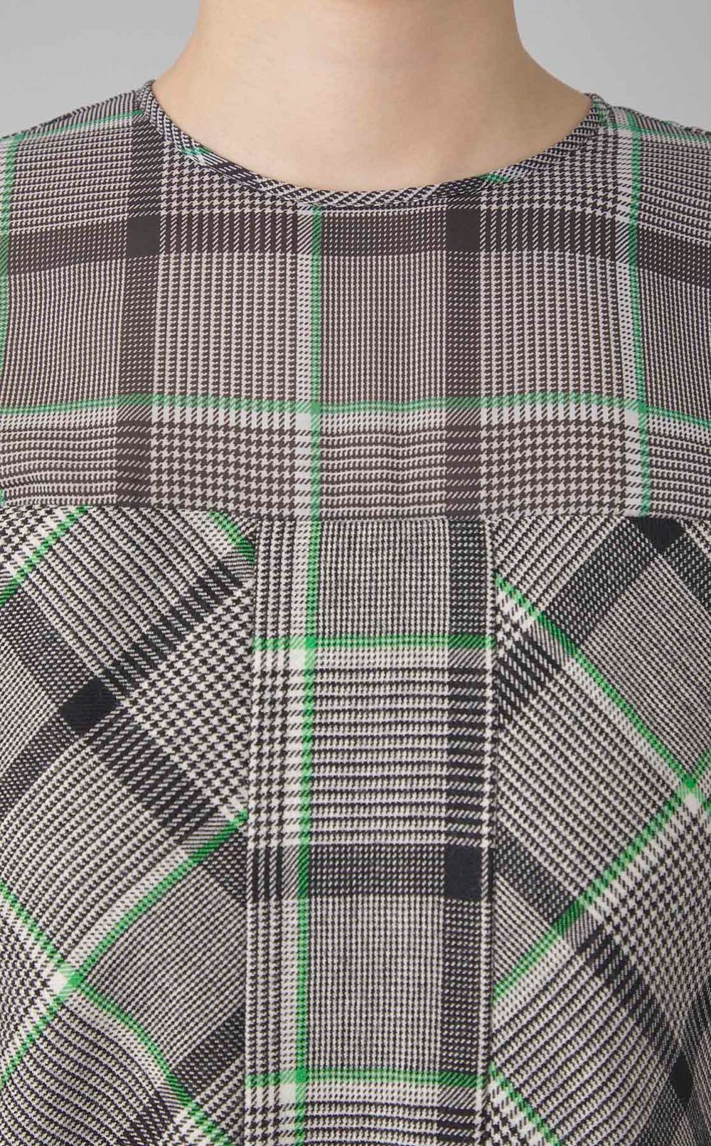 チェックプリントハーフシアーワンピース