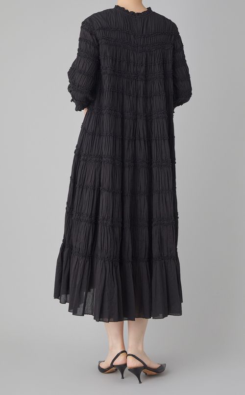 コットンギャザーロングワンピース