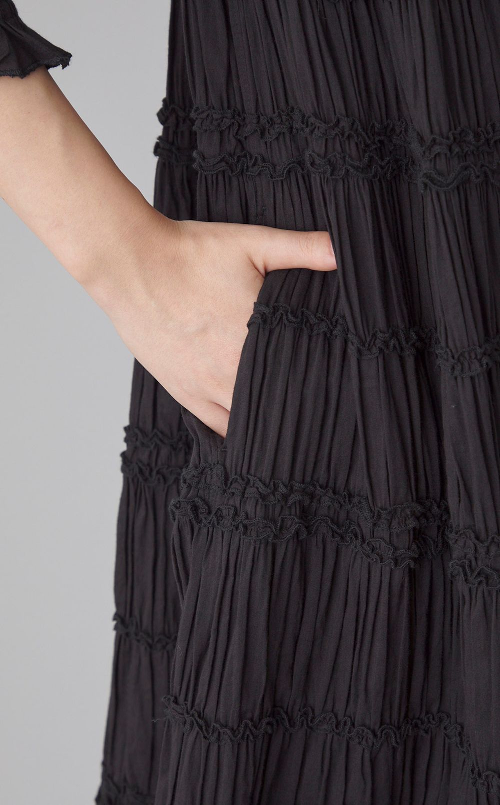 コットンギャザーロングワンピース