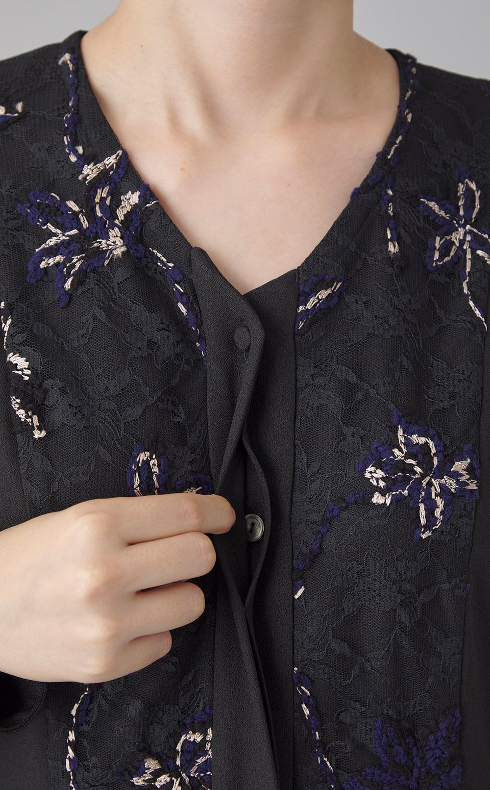 フラワーレースドッキングワンピース