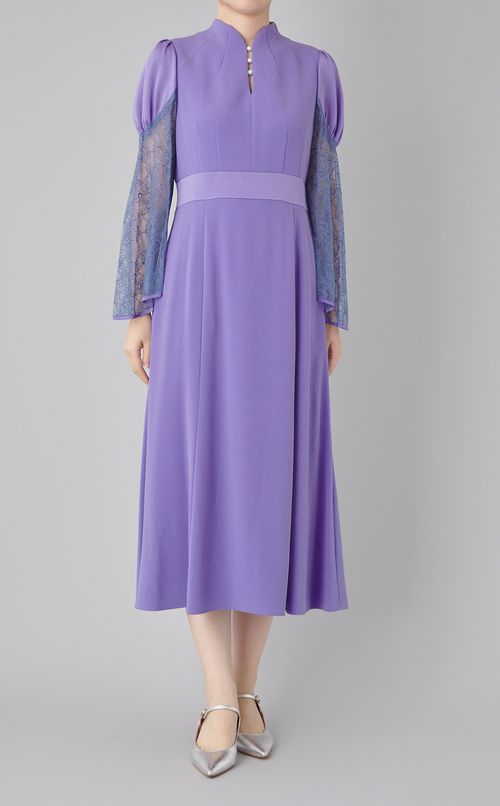 パール付レーススリーブワンピース