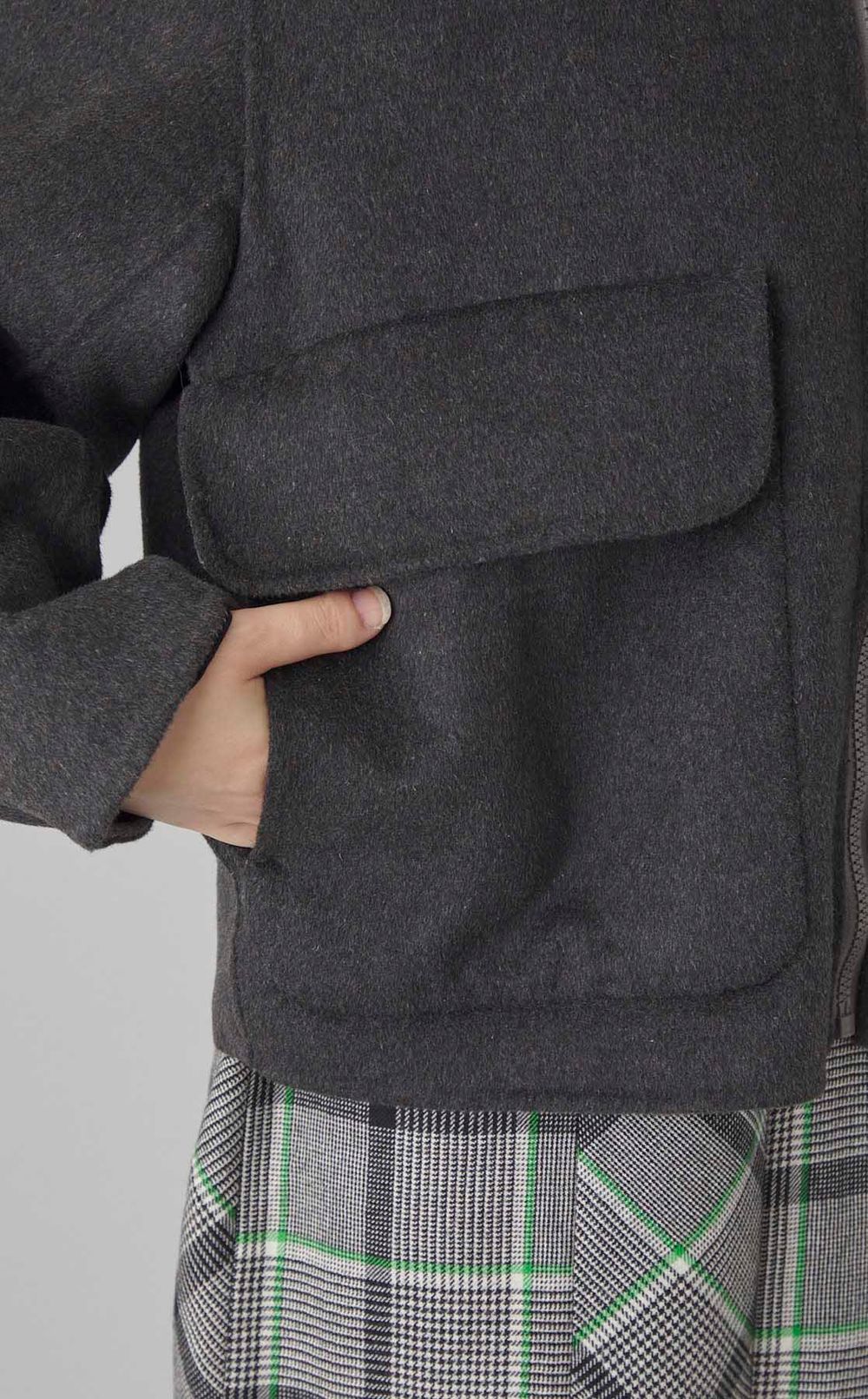 リバーシブルノーカラーブルゾン