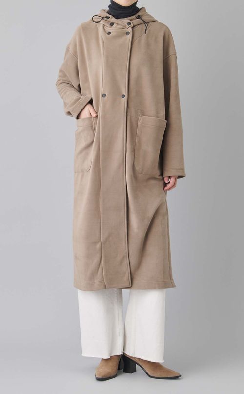 フリースフード付きガウンコート
