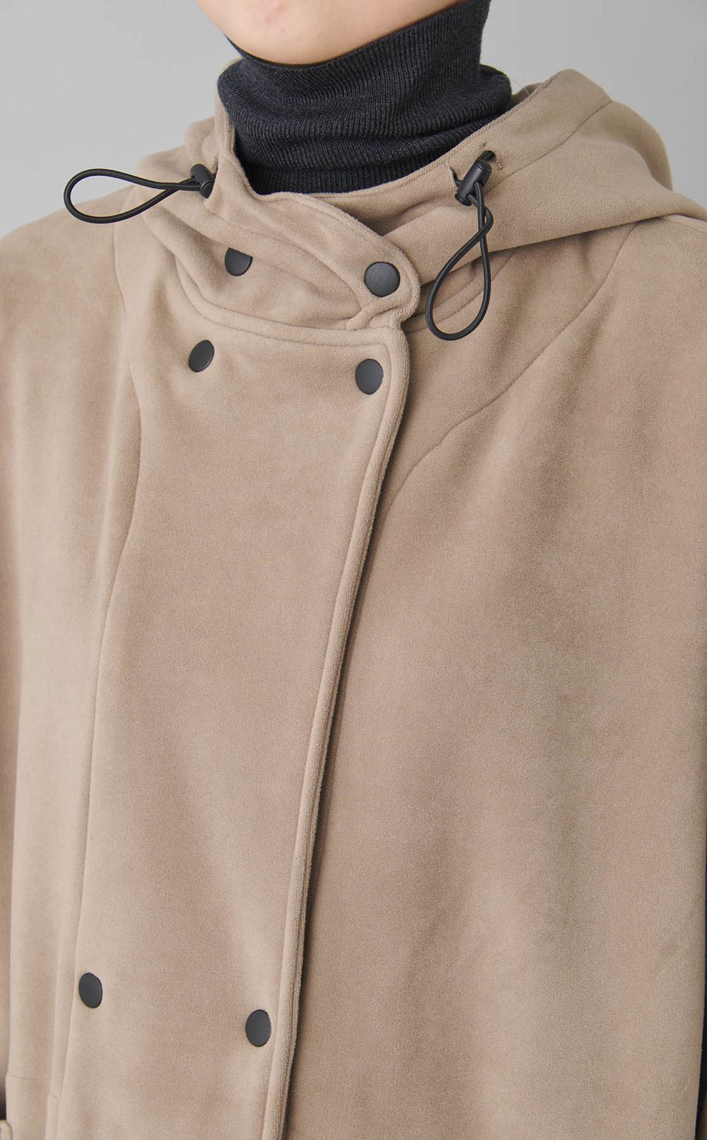 フリースフード付きガウンコート
