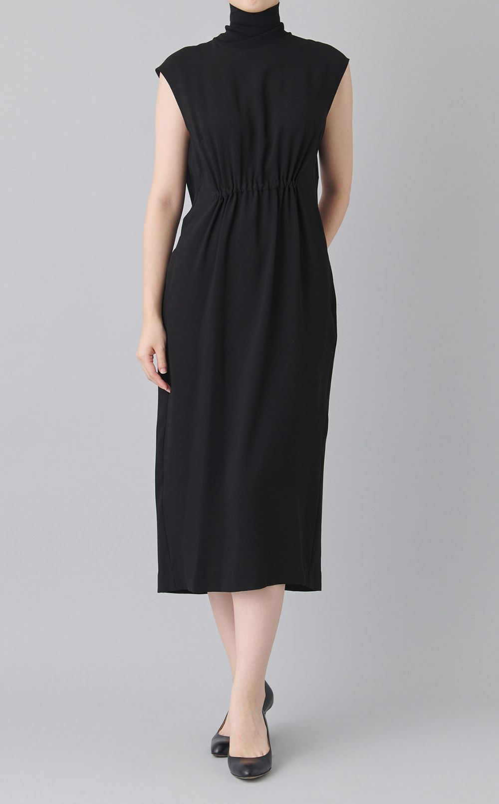 ニットコンビハイネックノースリーブドレス