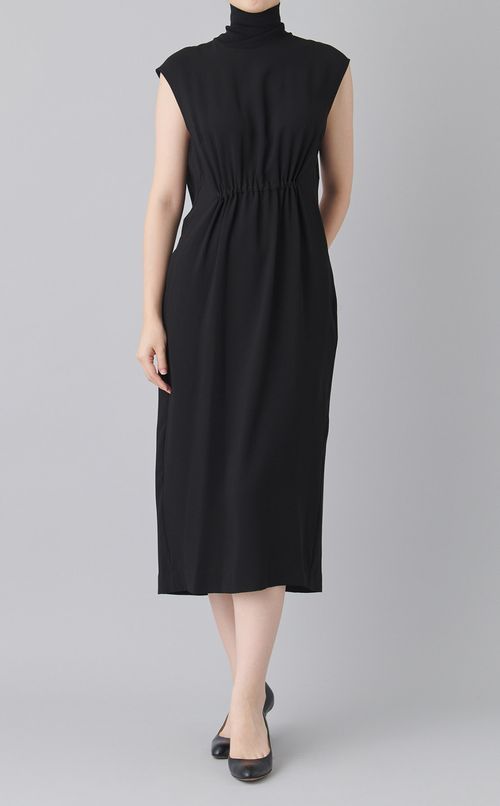 ニットコンビハイネックノースリーブドレス