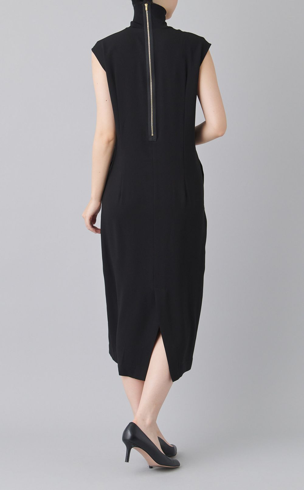 ニットコンビハイネックノースリーブドレス