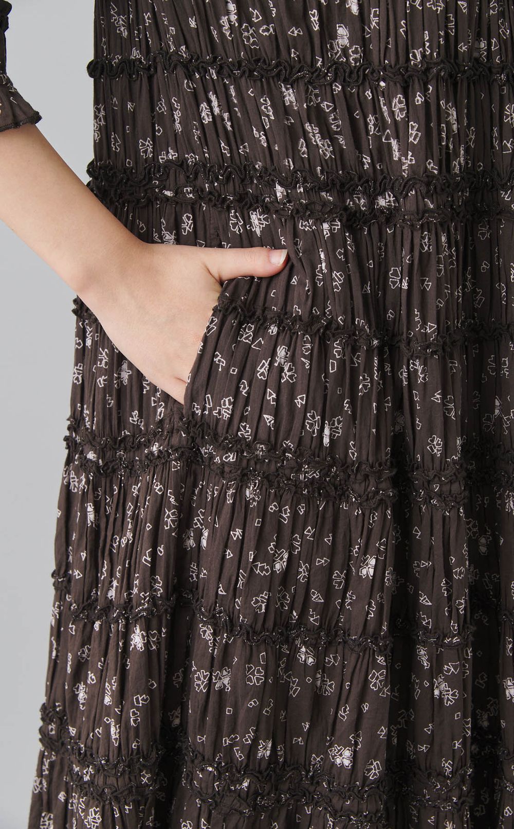 コットンギャザーロングワンピース