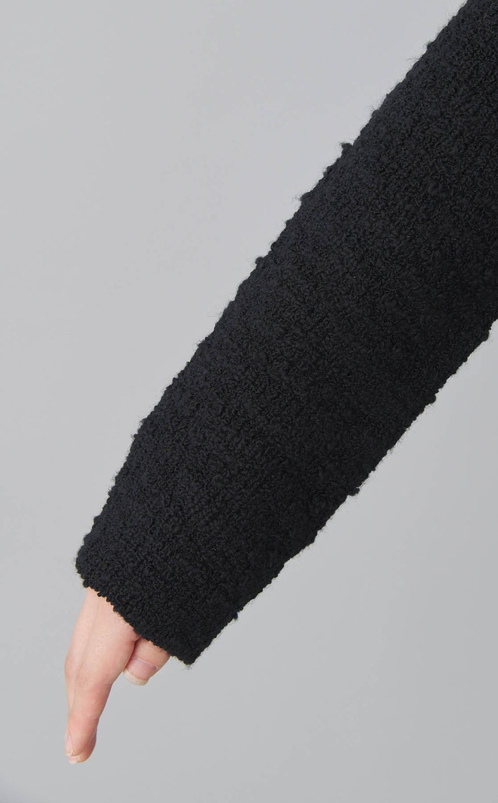 ノーカラーニットジャケット