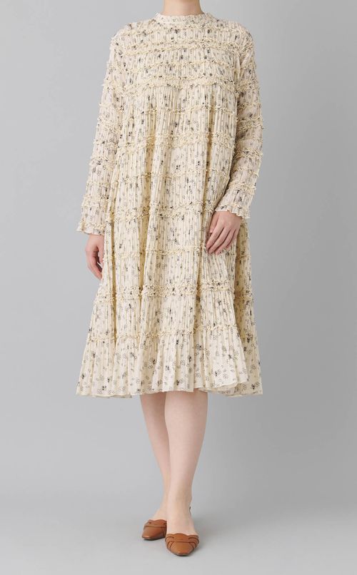 プリントコットンギャザーワンピース