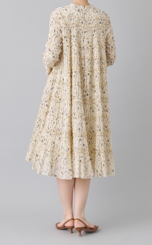 プリントコットンギャザーワンピース