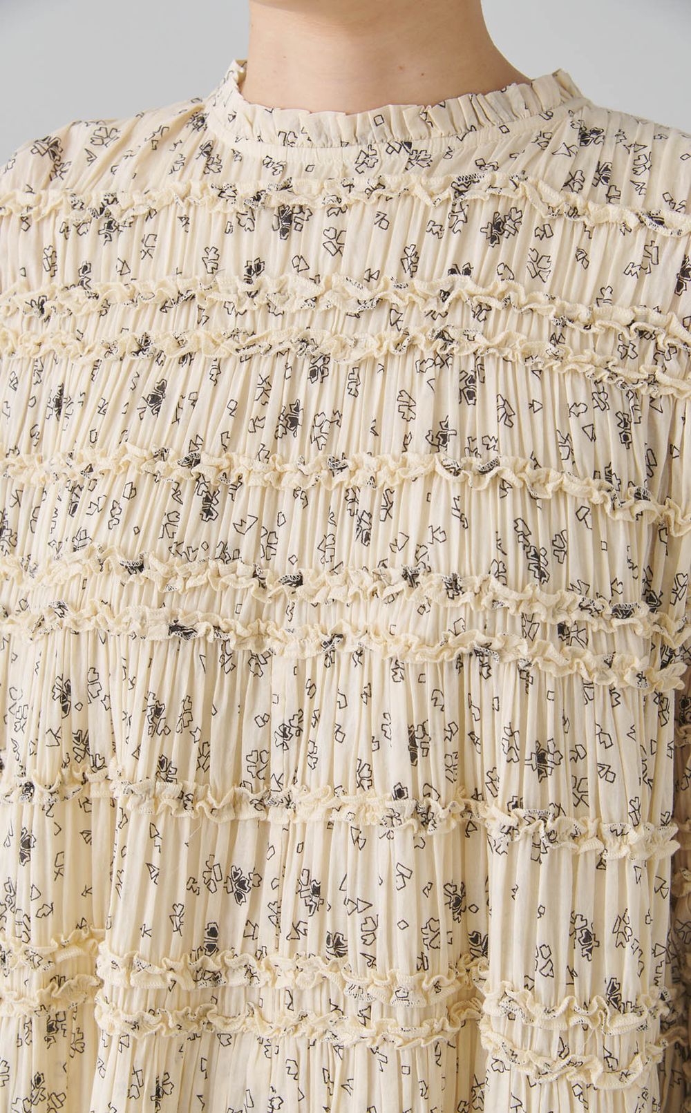 プリントコットンギャザーワンピース