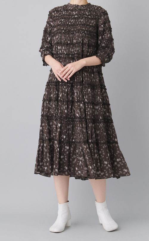 コットンギャザーロングワンピース