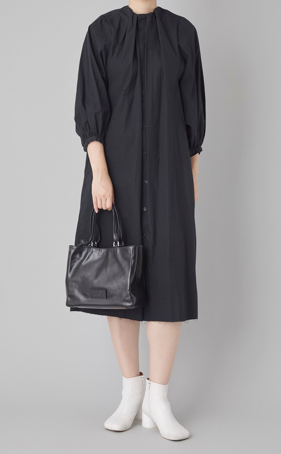 MM6 Maison Margiela｜コットンポプリンギャザーネックワンピース