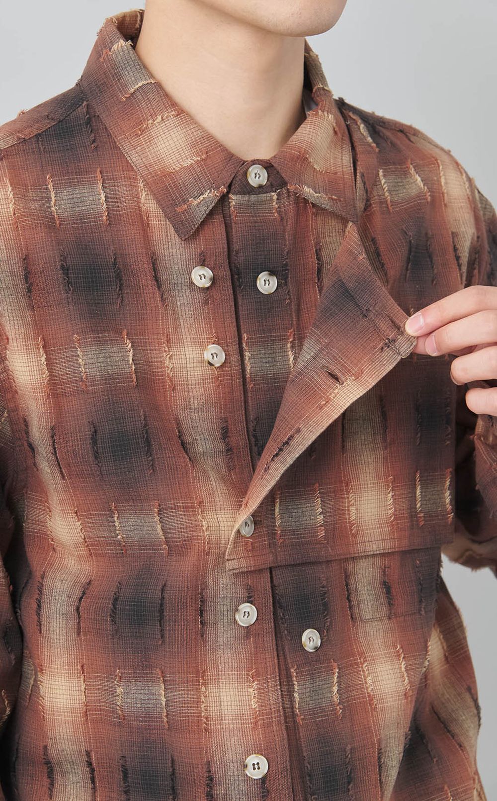 チェックレイヤードシャツ