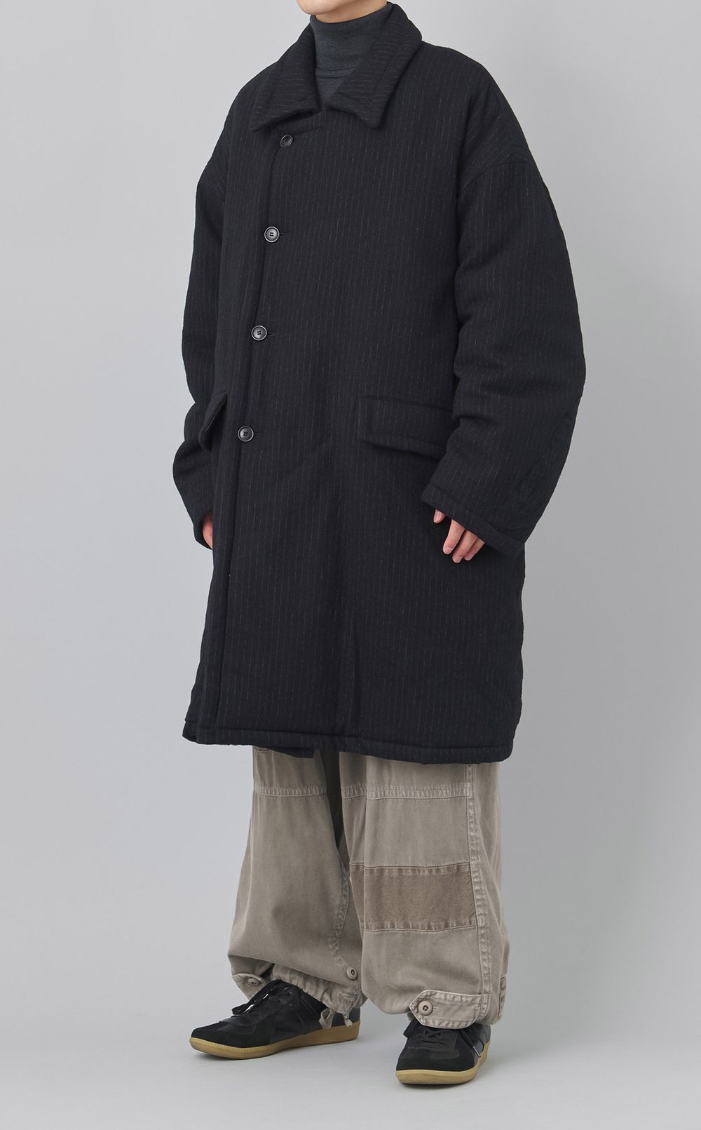 ストライプパデッドオーバーサイズコート