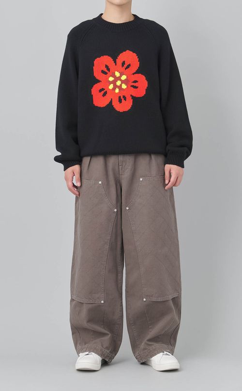 ボケフラワークルーネックニット