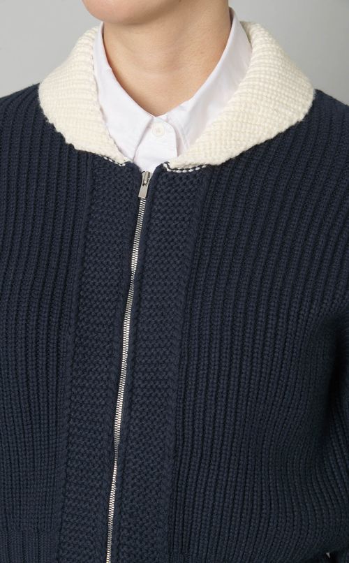 バイカラージップアップニットブルゾン