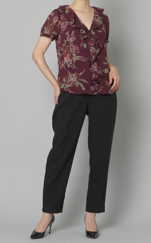 ペイズリーフラワーフリルブラウス