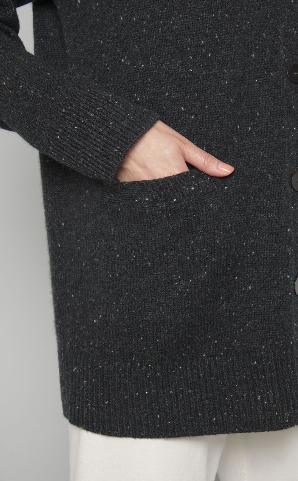 ミックスウールVネックカーディガン