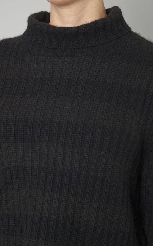 ボーダータートルリブニット