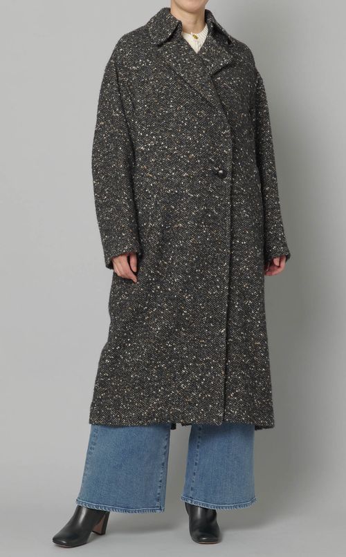 ウールネップツイードロングコート