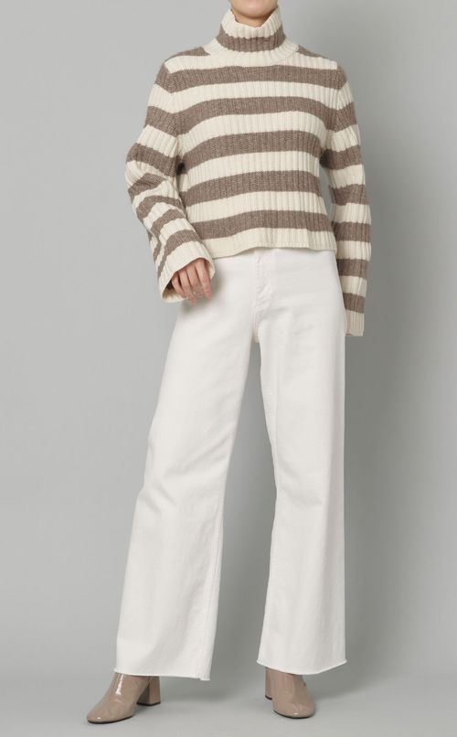 ボーダータートルリブニット