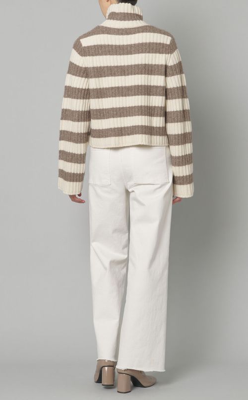 ボーダータートルリブニット