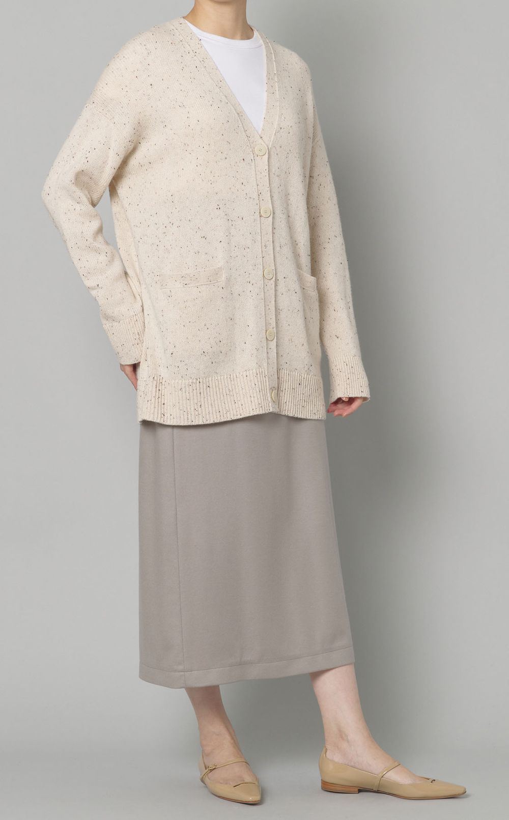 ミックスウールVネックカーディガン