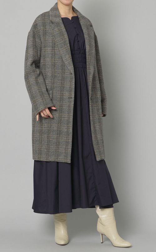 ウールヘリンボーンミディコート