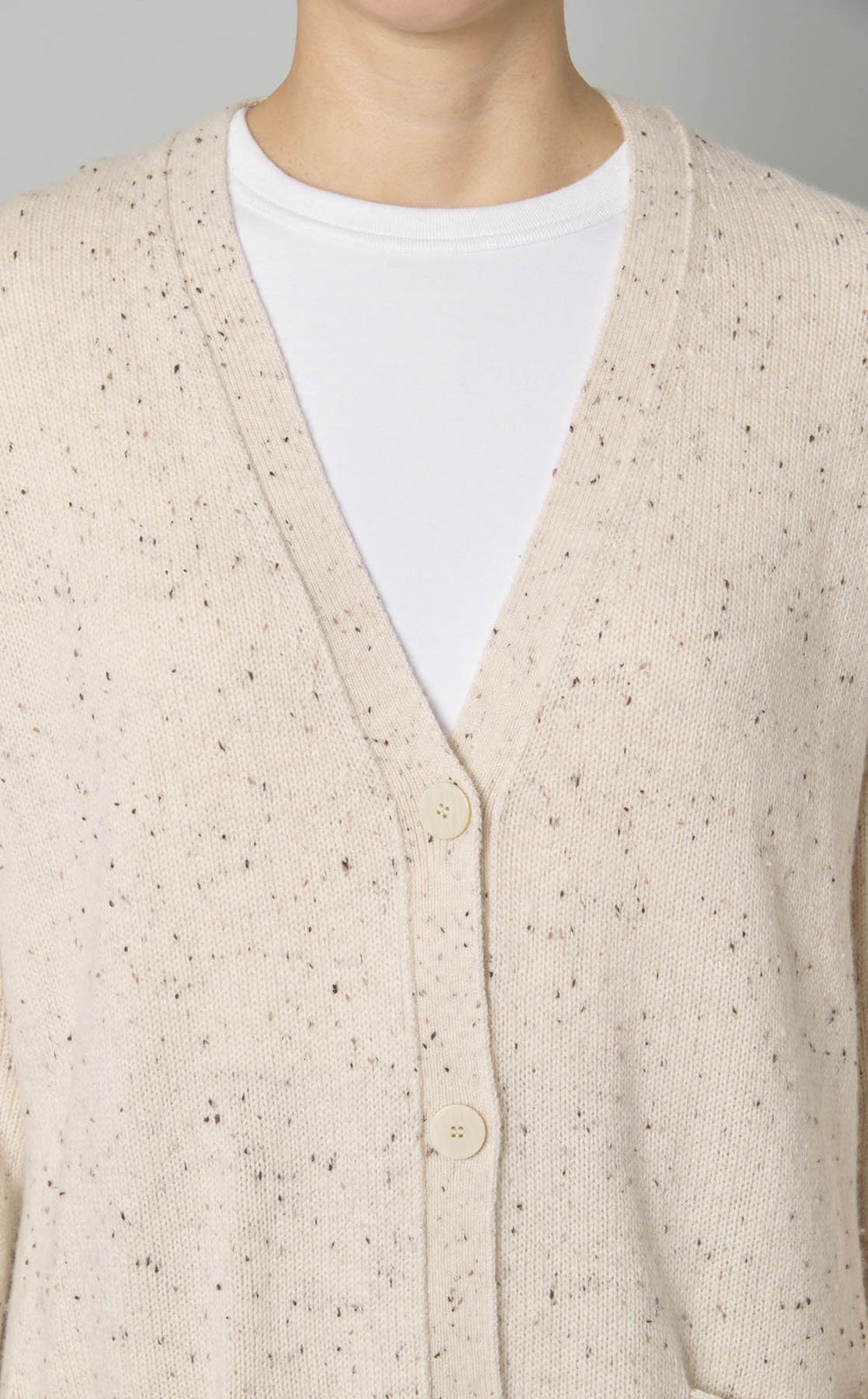 ミックスウールVネックカーディガン