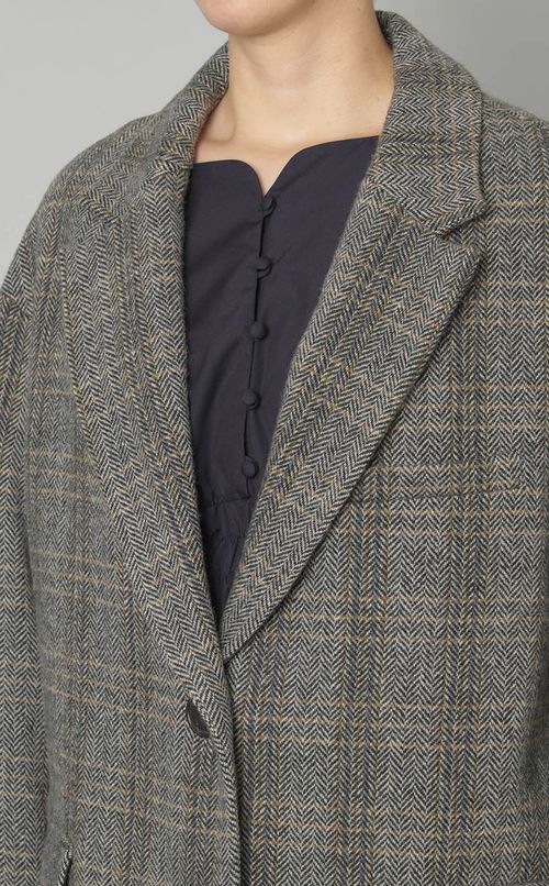 ウールヘリンボーンミディコート