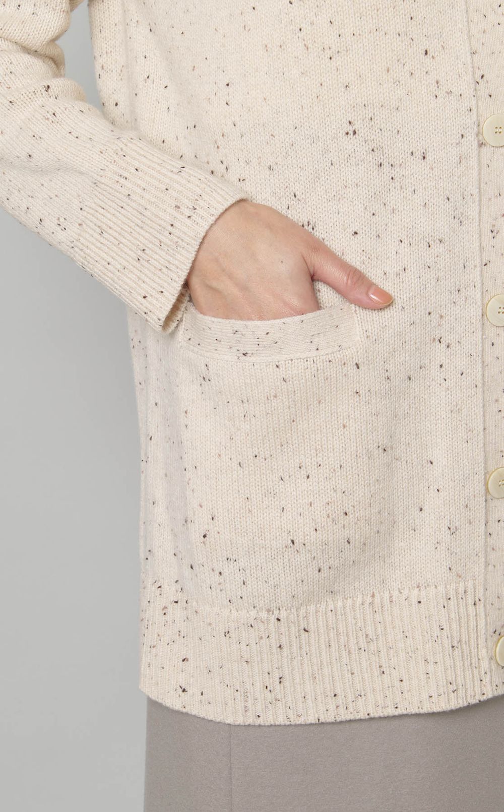 ミックスウールVネックカーディガン