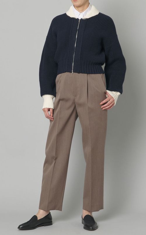 バイカラージップアップニットブルゾン